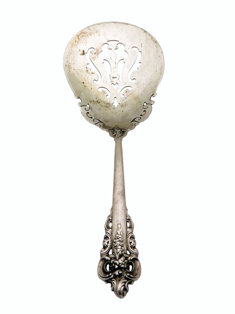 Vintage Wallace Grande Baroque Sterling Silver Bon Bon Nut Spoon Pierced 5 3/8"